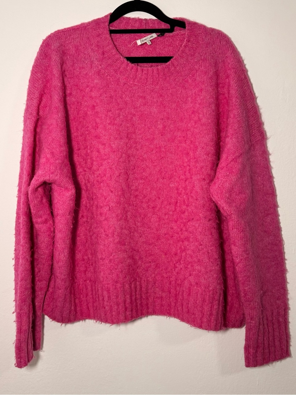 Helmut Lang Hot Pink Sweater size Large L Chunky “pilled”